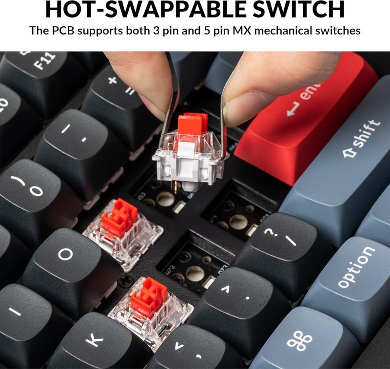 Keychron V6 Wired Custom Mechanical Keyboard Knob Version, Full-Size QMK/VIA Programmable Macro with Hot-swappable K Pro Red Switch Compatible with Mac Windows Linux Black (Non-Transparent) - Image 2